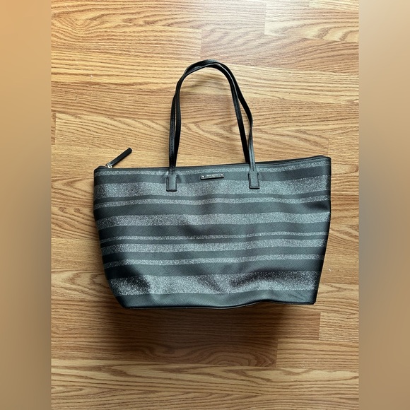 Kate Spade Large Hani Haven Lane Tote Black Glitter Stripe Handbag - Picture 1 of 11